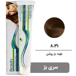رنگ مو بیوتی سری بژ شماره 8.31 بلوند بژ روشن BEAUTY GARNIC PROFESSIONAL CREAM HAIR DYE BEIGE SERIES NUMBER 8.31 LIGHT BEIGE BLONDE 100ML