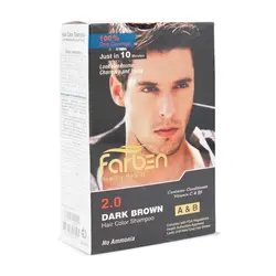 شامپو رنگ موی مردانه قهوه ای تیره فاربن Farben Dark Brown Hair Color Shampoo