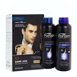 شامپو رنگ موی مردانه خاکستری تیره فاربن Farben Dark Gray Hair Color Shampoo 1.1