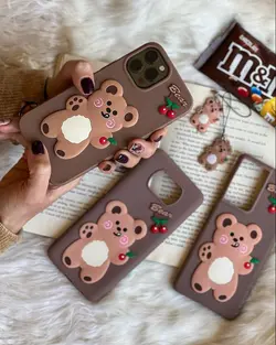 قاب موبایل شیائومی دبل چاکلت خرس و گیلاس + آویز ست رایگان