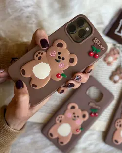 قاب موبایل شیائومی دبل چاکلت خرس و گیلاس + آویز ست رایگان