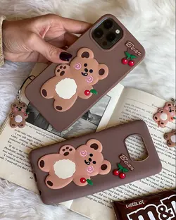 قاب موبایل شیائومی دبل چاکلت خرس و گیلاس + آویز ست رایگان