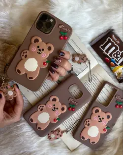 قاب موبایل شیائومی دبل چاکلت خرس و گیلاس + آویز ست رایگان