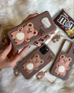 قاب موبایل شیائومی دبل چاکلت خرس و گیلاس + آویز ست رایگان