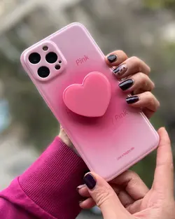 قاب موبایل قلب دو رنگ پاپ سوکت قلبی محافظ لنز دار