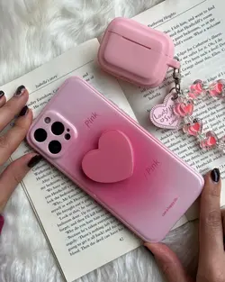 قاب موبایل قلب دو رنگ پاپ سوکت قلبی محافظ لنز دار