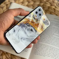 قاب موبایل آیفون ماربل شن طلایی (1051)