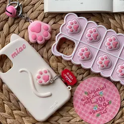 آویز و جاکلیدی پنجه گربه سیلیکونی صورتی