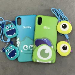 قاب موبایل آیفون سالیوان و مایک ژله ای براق پرینتی + پاپ سوکت و بند ست