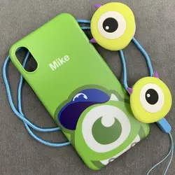 قاب موبایل آیفون سالیوان و مایک ژله ای براق پرینتی + پاپ سوکت و بند ست