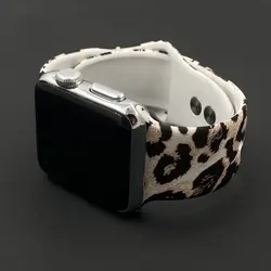 بند اپل واچ پلنگی سیلیکونی سگک فلزی