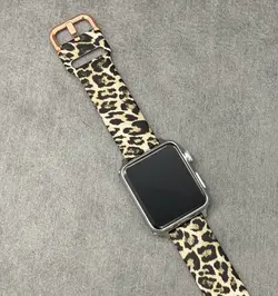 بند اپل واچ پلنگی سیلیکونی سگک فلزی