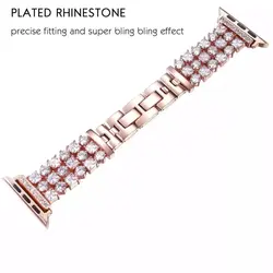 بند اپل واچ دیاموند گلد پلیتینگ نگین درشت + گارد نگین دار ست