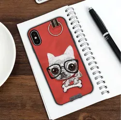 قاب موبایل سگ و گربه طرح برجسته سوزن دوزی چشم شیشه ای