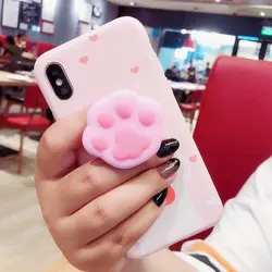 قاب موبایل آیفون پنجه گربه بزرگ + پاپ سوکت صورتی