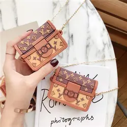 کاور ایرپاد لویی ویتون صندوقی قهوه ای روشن + زنجیر آویز ست