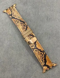 بند پایتون چرم طبیعی دست ساز + قفل پروانه ای