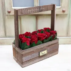 باکس گل چوبی 10 شاخه رز هلندی