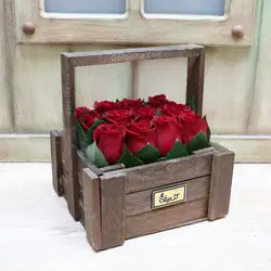 باکس گل چوبی 12 و 25 و 36 شاخه رز هلندی