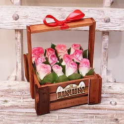 باکس گل چوبی 12 و 25 و 36 شاخه رز هلندی
