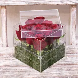 جعبه گل پلکسی پرنسا 9 شاخه رز هلندی