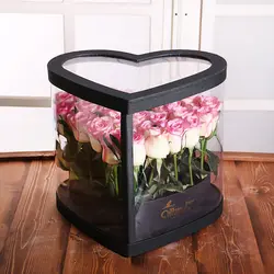 باکس گل قلب 40 شاخه رز هلندی  لب صورتی