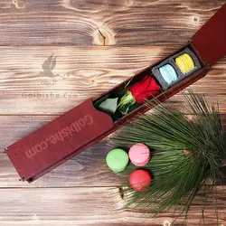 جعبه گل رز چوبی شیرینی ماکارون