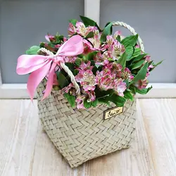 سبد گل زیبا حصیری آلسترومریا