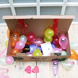 جعبه سورپرایز گل و بادکنک تولد و عروسک