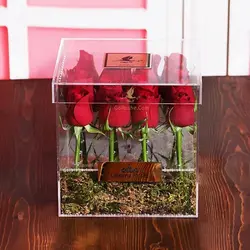 جعبه گل پرنسا 20،16،9 شاخه گل رز هلندی