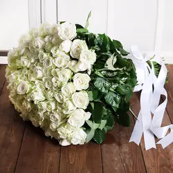 دسته گل بزرگ رز سپید از 20 تا 120 شاخه رز هلندی