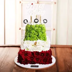 کیک تولد گل داوودی سه طبقه