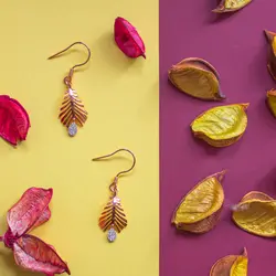 گوشواره طلا طرح برگ C0016