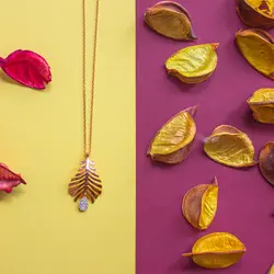 نیمست طلا طرح برگ C0016