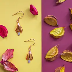 گوشواره طلا طرح برگ C0016