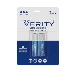 باتری نیم قلمی VERITY الترا آلکالاین کارتی 2 عددی