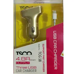 شارژر فندکی TSCO  مدل TCG18 همراه با کابل ios