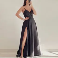 پیراهن شب ماکسی سیلک مشکی