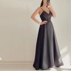 پیراهن شب ماکسی سیلک مشکی