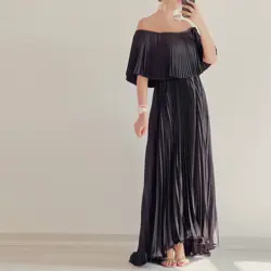 پیراهن ماکسی پیلیسه ابریشم مشکی