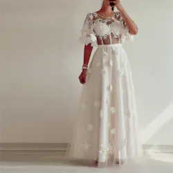 پیراهن عروس گل قلاب بافی