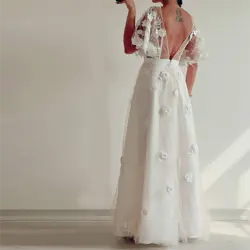 پیراهن عروس گل قلاب بافی