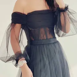 پیراهن ماکسی تاپ لکس و آستین تور