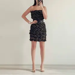 پیراهن پیلیسه مشکی کمر ساتن