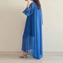 پیراهن ماکسی حریر آبی