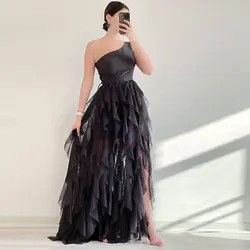 پیراهن رومی با دامن تور آبشاری