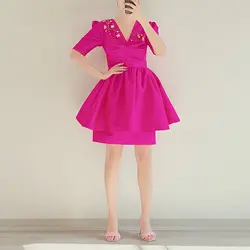 پیراهن تافته سرخابی با سنگ دوزی