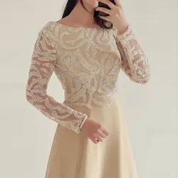 پیراهن کار شده با دامن حریر نود