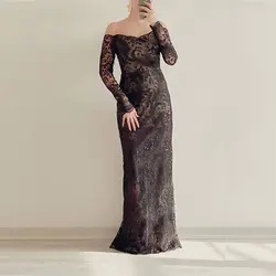 پیراهن ماکسی دانتل گیپور مشکی