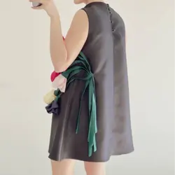 پیراهن ساتن رز مشکی